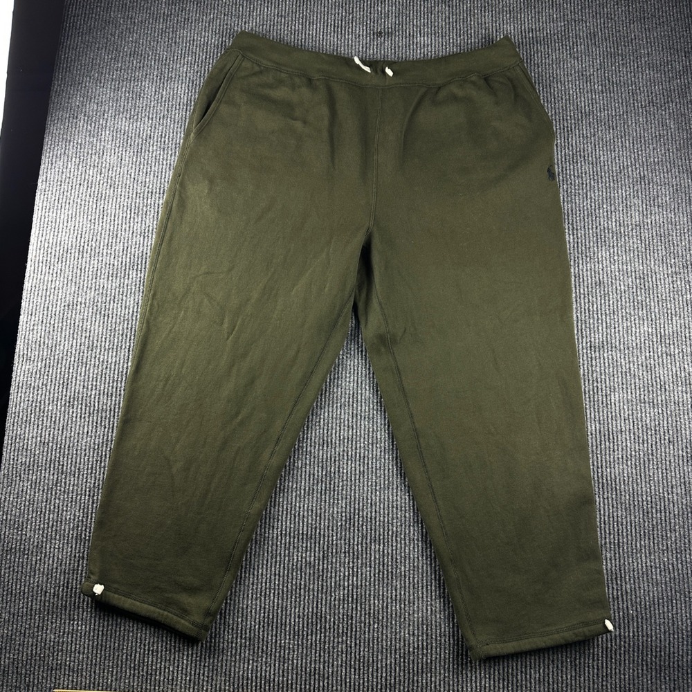 Polo Ralph Lauren Mens 2XB Olive Green Fleece Sweatpants Drawstring Hem Joggers